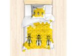 Abakuhaus Set Copripiumino Queen Bee Per Letti Singoli, Grafica Di Drone Worker, Antiacaro, Adatto A Chi Soffre Di Allergie, Con Federa, 135 Cm X 200 Cm - 80 X 80 Cm, Terra Giallo Grigio