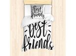 Abakuhaus Set Copripiumino Best Friend Per Letti Singoli, Arte Monocromatica, Antiacaro, Adatto A Chi Soffre Di Allergie, Con Federa, 135 Cm X 200 Cm - 80 X 80 Cm, Blu Notte E Bianco