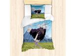 Abakuhaus Set Copripiumino Per Letto Singolo, Paesaggio E Animali, Antiacaro, Adatto A Chi Soffre Di Allergie, Con Federa, 135 Cm X 200 Cm - 80 X 80 Cm, Multicolore