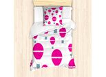 Abakuhaus Set Copripiumino Per Letto Singolo, Motivo Monocromatico A Mosche, Antiacaro, Adatto A Chi Soffre Di Allergie, Con Federa, 135 Cm X 200 Cm - 80 X 80 Cm, Magenta Pallido-Blu Ardesia