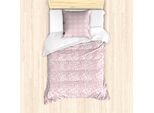 Set Copripiumino In Damasco Abakuhaus Per Letti Singoli, Foglie Botaniche Monocromatiche, Antiacaro, Adatto A Chi Soffre Di Allergie, Con Federa, 135 Cm X 200 Cm - 80 X 80 Cm, Rosa Cipria E Rosa