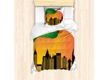 Abakuhaus Georgia Set Copripiumino Per Letti Singoli, Skyline Urbano Color Pesca, Antiacaro E Anallergico Con Federa, 135 Cm X 200 Cm - 80 X 80 Cm, Arancione Bianco Verde