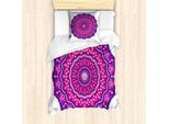 Abakuhaus Set Copripiumino Hippie Viola Per Letti Singoli, Complesso E Orientale, Antiacaro Adatto A Chi Soffre Di Allergie Con Federa, 135 Cm X 200 Cm - 80 X 80 Cm, Rosa Baby Indaco