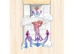 Abakuhaus Set Copripiumino Vintage Nautical Tattoo Per Letti Singoli, Ombre Anchor Rope, Antiacaro E Anallergico Con Federa, 135 Cm X 200 Cm - 80 X 80 Cm, Multicolore