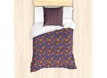 Abakuhaus Set Copripiumino Arancione Bruciato Per Letti Singoli, Fiori Thin Aehrenstiele, Antiacaro, Adatto A Chi Soffre Di Allergie, Con Federa, 135 Cm X 200 Cm - 80 X 80 Cm, Dark Indigo Marigold