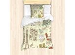 Abakuhaus Set Copripiumino Per Letto Singolo Eiffelturm, Element Paris Theme, Antiacaro, Adatto A Chi Soffre Di Allergie, Con Federa, 135 Cm X 200 Cm - 80 X 80 Cm, Verde Chiaro Multicolore