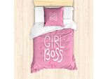 Abakuhaus Set Copripiumino Per Letto Singolo Da Ragazza, Design Femminile Rosa, Antiacaro E Anallergico, Con Federa, 135 Cm X 200 Cm - 80 X 80 Cm, Rosa Pastello