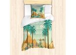 Abakuhaus Set Copripiumino Per Letti Singoli, Wildlife Desert Botanical Art, Antiacaro, Adatto A Chi Soffre Di Allergie, Con Federa, 135 Cm X 200 Cm - 80 X 80 Cm, Verde Menta Multicolore