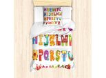 Abakuhaus Set Copripiumino Alphabet, Lettere Con Stampa Colorata Di Mostri, 135 X 200 Cm + 80 X 80 Cm, Multicolore Bianco