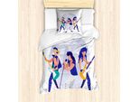 Abakuhaus Set Copripiumino Rock'n'Roll Per Letti Singoli, Banda Che Suona La Chitarra, Antiacaro, Adatto A Chi Soffre Di Allergie, Con Federa, 135 Cm X 200 Cm - 80 X 80 Cm, Blu Indaco Ceil