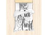 Abakuhaus Set Copripiumino Best Friend Per Letti Singoli, Positive Paws Words, Antiacaro, Adatto A Chi Soffre Di Allergie, Con Federa, 135 Cm X 200 Cm - 80 X 80 Cm, Grigio Antracite Bianco