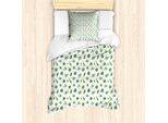 Abakuhaus Set Copripiumino Jungle Leaves Per Letti Singoli, Simple Tropic Leaves, Antiacaro, Adatto A Chi Soffre Di Allergie, Con Federa, 135 Cm X 200 Cm - 80 X 80 Cm, Verde E Bianco