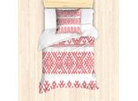 Abakuhaus Set Copripiumino Russo Per Letti Singoli, Motivi Slavi, Modello Artistico, Antiacaro, Adatto A Chi Soffre Di Allergie, Con Federa, 135 Cm X 200 Cm - 80 X 80 Cm, Vermiglio E Bianco