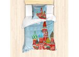 Abakuhaus Set Copripiumino Russo Per Letti Singoli, Arte Architettonica Slava, Antiacaro, Adatto A Chi Soffre Di Allergie, Con Federa, 135 Cm X 200 Cm - 80 X 80 Cm, Pale Sky Blue Multicolor