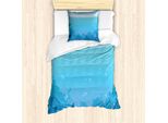 Abakuhaus Set Copripiumino Per Letti Singoli, Paesaggio Sottomarino Con Palme, Antiacaro, Adatto A Chi Soffre Di Allergie, Con Federa, 135 Cm X 200 Cm - 80 X 80 Cm, Azzurro Cielo E Blu Mare