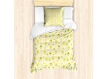 Abakuhaus Set Copripiumino Per Letto Singolo, Motivo Floreale Agrumato, Antiacaro E Anallergico, Con Federa, 135 Cm X 200 Cm - 80 X 80 Cm, Verde Lime Senape