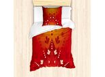 Abakuhaus Set Copripiumino Orientale Per Letti Singoli, SüD Kultur Flora, Antiacaro, Adatto A Chi Soffre Di Allergie, Con Federa, 135 Cm X 200 Cm - 80 X 80 Cm, Rubino Vermiglio