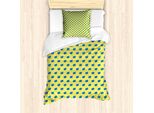 Abakuhaus Set Copripiumino A Pois Gialli Per Letti Singoli, Paintbrush Hits, Antiacaro, Adatto A Chi Soffre Di Allergie, Con Federa, 135 Cm X 200 Cm - 80 X 80 Cm, Giallo-Blu Cobalto