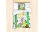 Abakuhaus Set Copripiumino Per Letti Singoli, Styracosaurus Doodle, Antiacaro, Adatto A Chi Soffre Di Allergie, Con Federa, 135 Cm X 200 Cm - 80 X 80 Cm, Multicolore