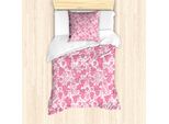 Set Copripiumino Abakuhaus Per Letti Singoli, Motivo Astratto Monocromatico A Grappoli D'uva, Antiacaro E Anallergico, Con Federa, 135 Cm X 200 Cm - 80 X 80 Cm, Rosa Pastello E Bianco