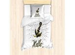 Abakuhaus Set Copripiumino Vintage Nautical Tattoo Per Letti Singoli, Sunburst Anchor, Antiacaro E Anallergico Con Federa, 135 Cm X 200 Cm - 80 X 80 Cm, Fawn Slate Brown