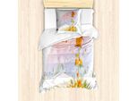 Abakuhaus Set Copripiumino Per Letto Singolo, Motivo Floreale Con Uccellini, Antiacaro, Adatto A Chi Soffre Di Allergie, Con Federa, 135 Cm X 200 Cm - 80 X 80 Cm, Arancione Bruciato Multicolore