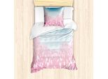 Abakuhaus Set Copripiumino Blu E Rosa Per Letti Singoli, Motivo Fiori Di Ciliegio, Antiacaro, Adatto A Chi Soffre Di Allergie, Con Federa, 135 Cm X 200 Cm - 80 X 80 Cm, Rosa Confetto E Azzurro Pallido