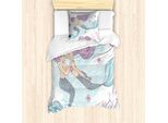 Abakuhaus Set Copripiumino Per Letto Singolo, Coppia Subacquea, Antiacaro, Adatto A Chi Soffre Di Allergie, Con Federa, 135 Cm X 200 Cm - 80 X 80 Cm, Lilla Azzurro