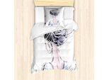 Abakuhaus Set Copripiumino Astratto Per Letto Singolo, Messy Bun, Antiacaro, Adatto A Chi Soffre Di Allergie, Con Federa, 135 Cm X 200 Cm - 80 X 80 Cm, Ceil Blu Bianco Blush