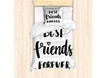 Abakuhaus Set Copripiumino Best Friend Per Letti Singoli, Monochrome Love Forever, Antiacaro E Anallergico Con Federa, 135 Cm X 200 Cm - 80 X 80 Cm, Grigio Antracite E Bianco