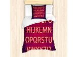 Abakuhaus Set Copripiumino Per Letto Singolo, Lettere Moderne, Antiacaro, Adatto A Chi Soffre Di Allergie, Con Federa, 135 Cm X 200 Cm - 80 X 80 Cm, Prugna Lampone