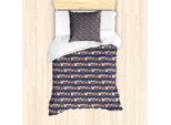 Abakuhaus Set Copripiumino Per Letti Singoli, Farfalle, Antiacaro, Adatto A Chi Soffre Di Allergie, Con Federa, 135 Cm X 200 Cm - 80 X 80 Cm, Dark Indigo Multicolor
