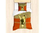 Abakuhaus Set Copripiumino Per Letto Singolo, Grunge Singing Lady, Antiacaro, Adatto A Chi Soffre Di Allergie, Con Federa, 135 Cm X 200 Cm - 80 X 80 Cm, Paprika Kaki