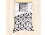 Abakuhaus Set Copripiumino Tropicale Per Letti Singoli, Foglie Esotiche E Fiori Artistici, Antiacaro, Adatto A Chi Soffre Di Allergie, Con Federa, 135 Cm X 200 Cm - 80 X 80 Cm, Multicolore