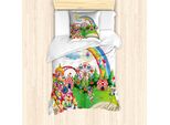 Abakuhaus Set Copripiumino Per Letto Singolo, Arcobaleni E Clown, Antiacaro, Adatto A Chi Soffre Di Allergie, Con Federa, 135 Cm X 200 Cm - 80 X 80 Cm, Multicolore
