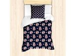 Abakuhaus Set Copripiumino Vintage Rosa Per Letti Singoli, Fiori Minimalisti, Antiacaro, Adatto A Chi Soffre Di Allergie, Con Federa, 135 Cm X 200 Cm - 80 X 80 Cm, Viola, Blu, Rosa