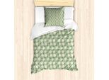 Abakuhaus Set Copripiumino Per Letto Singolo Blumenweinlese, Margherite, Antiacaro, Adatto A Chi Soffre Di Allergie, Con Federa, 135 Cm X 200 Cm - 80 X 80 Cm, Pistacchio Avorio
