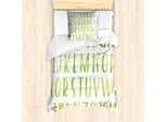 Abakuhaus Set Copripiumino Per Letti Singoli, Gradient Aquarell Brief, Antiacaro, Adatto A Chi Soffre Di Allergie, Con Federa, 135 Cm X 200 Cm - 80 X 80 Cm, Verde Lime Chiaro