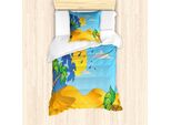 Abakuhaus Set Copripiumino Per Letti Singoli, Paesaggio Desertico Con Palme, Antiacaro, Adatto A Chi Soffre Di Allergie, Con Federa, 135 Cm X 200 Cm - 80 X 80 Cm, Marigold E Multicolore