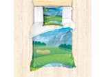 Abakuhaus Set Copripiumino Per Letto Singolo Con Motivo Golf, Antiacaro E Anallergico, Con Federa, 135 Cm X 200 Cm - 80 X 80 Cm, Verde Blu