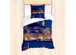 Abakuhaus Set Copripiumino Nottocean Per Letti Singoli, Full Moon Sea, Antiacaro, Adatto A Chi Soffre Di Allergie, Con Federa, 135 Cm X 200 Cm - 80 X 80 Cm, Blu Notte Multicolore