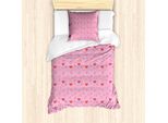 Abakuhaus Set Copripiumino Per Letto Singolo, Cuori E Cupido, Antiacaro, Adatto A Chi Soffre Di Allergie, Con Federa, 135 Cm X 200 Cm - 80 X 80 Cm, Rosa Burnt Sienna