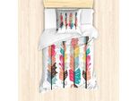 Set Copripiumino Abakuhaus Per Letti Singoli, Tribal Primitive Boho Plume, Antiacaro, Adatto A Chi Soffre Di Allergie, Con Federa, 135 Cm X 200 Cm - 80 X 80 Cm, Multicolore