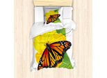 Abakuhaus Set Copripiumino Per Letto Singolo, Moth Blume, Antiacaro, Adatto A Chi Soffre Di Allergie, Con Federa, 135 Cm X 200 Cm - 80 X 80 Cm, Giallo, Verde, Arancione