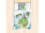 Abakuhaus Set Copripiumino Grafico Per Letti Singoli, Insel Doodle Botanik, Antiacaro, Adatto A Chi Soffre Di Allergie, Con Federa, 135 Cm X 200 Cm - 80 X 80 Cm, Multicolore