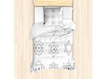 Abakuhaus Set Copripiumino Alchimie Per Letti Singoli, Geometria Lineare, Antiacaro, Adatto A Chi Soffre Di Allergie, Con Federa, 135 Cm X 200 Cm - 80 X 80 Cm, Grigio Antracite E Bianco
