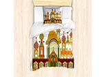 Abakuhaus Set Copripiumino Russo Per Letti Singoli, Fantasia Architettura Slava, Antiacaro, Adatto A Chi Soffre Di Allergie, Con Federa, 135 Cm X 200 Cm - 80 X 80 Cm, Bianco Multicolore