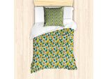 Abakuhaus Set Copripiumino Per Letto Singolo, Motivo Con Frutti Acidi E Foglie, Antiacaro, Adatto A Chi Soffre Di Allergie, Con Federa, 135 Cm X 200 Cm - 80 X 80 Cm, Blu Pallido Multicolore
