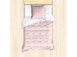 Abakuhaus Set Copripiumino Swans Per Letti Singoli, Licenza Animale Con Corona, Antiacaro, Adatto A Chi Soffre Di Allergie, Con Federa, 135 Cm X 200 Cm - 80 X 80 Cm, Rosa