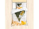 Abakuhaus Set Copripiumino Naturale Per Letti Singoli, Cuore Botanico Essiccato, Antiacaro, Adatto A Chi Soffre Di Allergie, Con Federa, 135 Cm X 200 Cm - 80 X 80 Cm, Multicolore